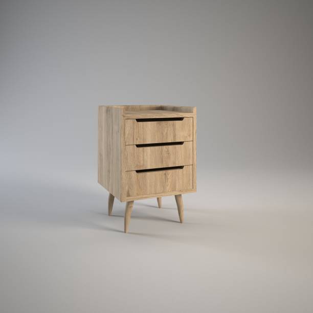 istock Mid century modern bedside table furniture design 3d render. 1456119760