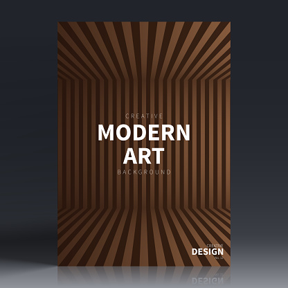 Vertical brochure template with modern and trendy background, isolated on blank background. Striped abstract illustration with a 3D effect, composed of many vertical lines and a beautiful color gradient (colors used: Orange, Brown). Can be used for different designs, such as brochure, cover design, magazine, business annual report, flyer, leaflet, presentations... Template for your own design, with space for your text. The layers are named to facilitate your customization. Vector Illustration (EPS file, well layered and grouped). Easy to edit, manipulate, resize or colorize. Vector and Jpeg file of different sizes.