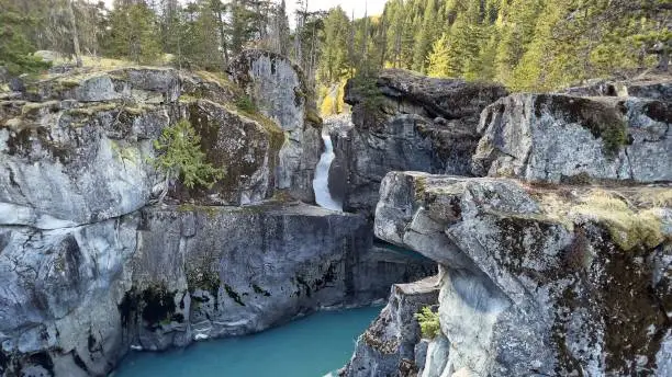 Photo of Breathtaking view of a waterfall and the Green River of Nairn Falls Provincial Park, Canada