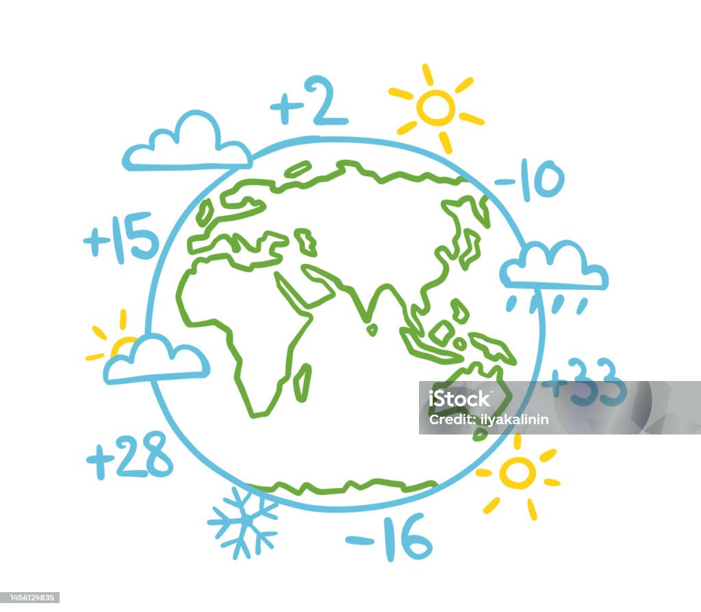 Climate Math Drawing Weather On Planet Earth Global Warming Temperature Weather Forecast ...