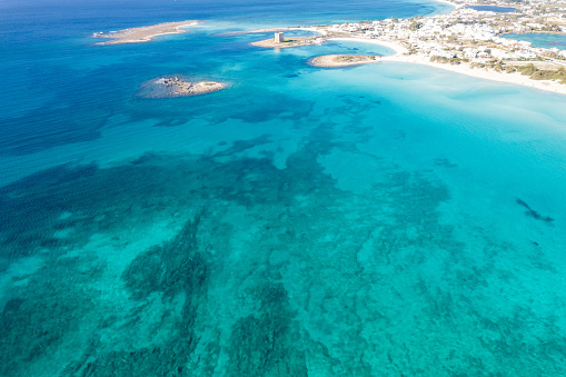 aerial view of salento beach of porto cesareo and torre lapillo