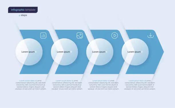 Vector illustration of Vector infographic template composed of 4 circles and arrows