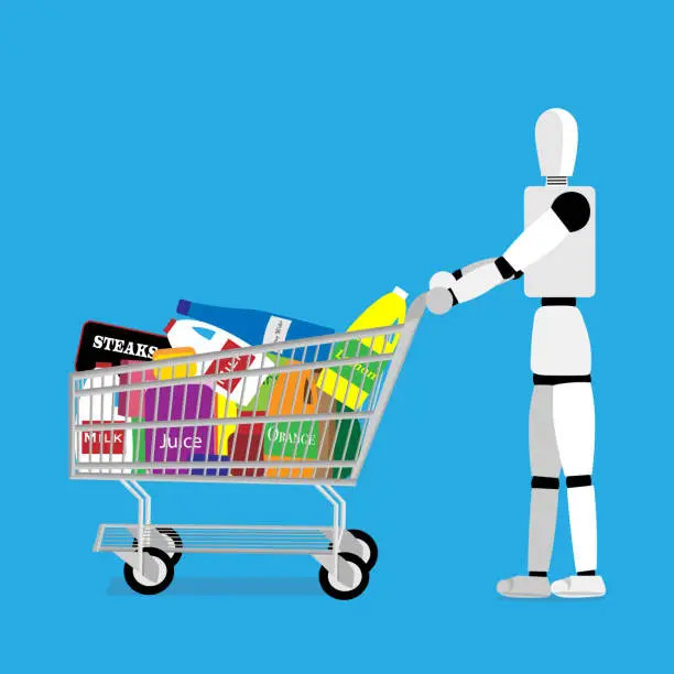 Vector illustration of AI food shopping