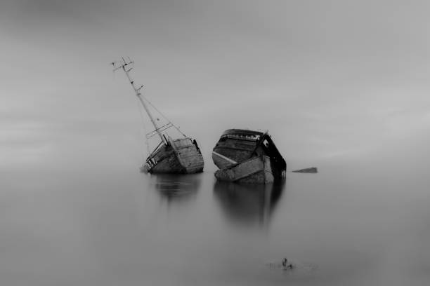 istock Abandoned boat in the medway river under the cloudy skies 1456126810
