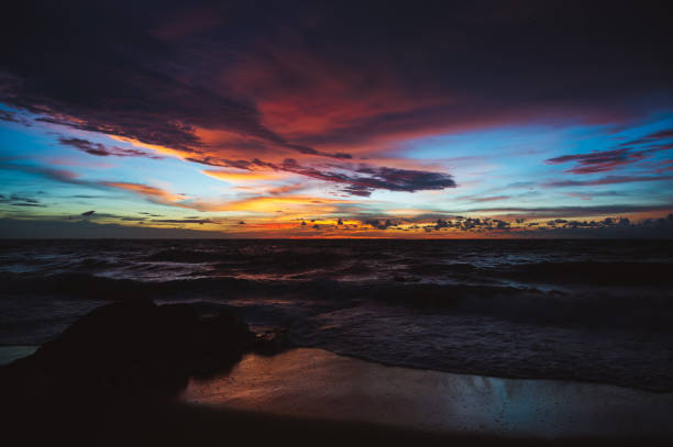 istock Beautiful shot of a beach glow on sunset. 1456128343