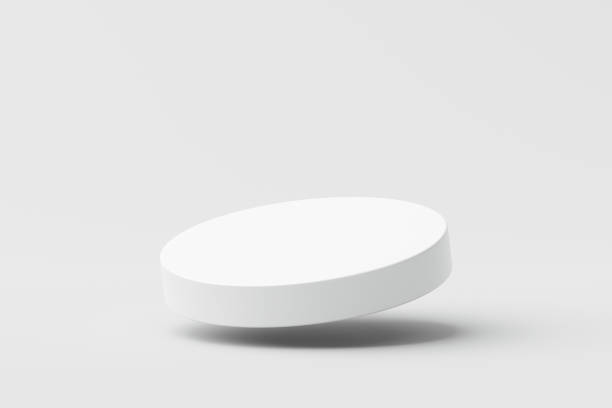 istock Levitation modern white podium minimal product display isolated on 3d background with empty pedestal geometric mockup stage or blank presentation flying stand and simple advertising platform concept. 1456128371