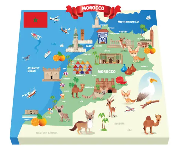 Vector illustration of Cartoon map of Morocco