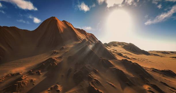 istock Desert landscape with cloudy sky on the background 1456130900