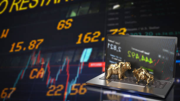 istock The gold bull and bear on notebook for business concept 3d rendering 1456133026