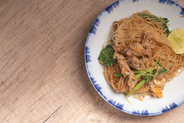 istock Fried noodles with black sauce with pork and vegetables 1456137469