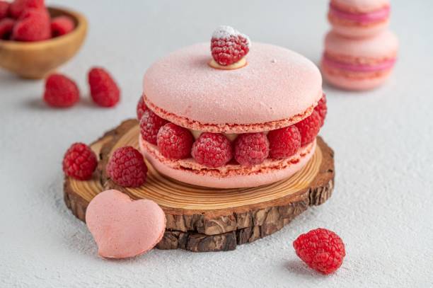 istock Closeup of a pink raspberry macaron 1456139750