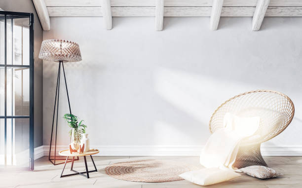 istock Empty semi-furnished Scandinavian style attic room - dreamy effect 1456140467