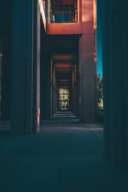 istock Empty outdoor corridor of a building lined with 1456140543