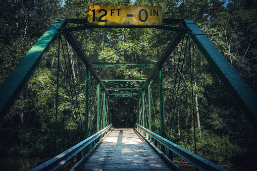 An old truss bridge at a Delaware water gap in New Jersey