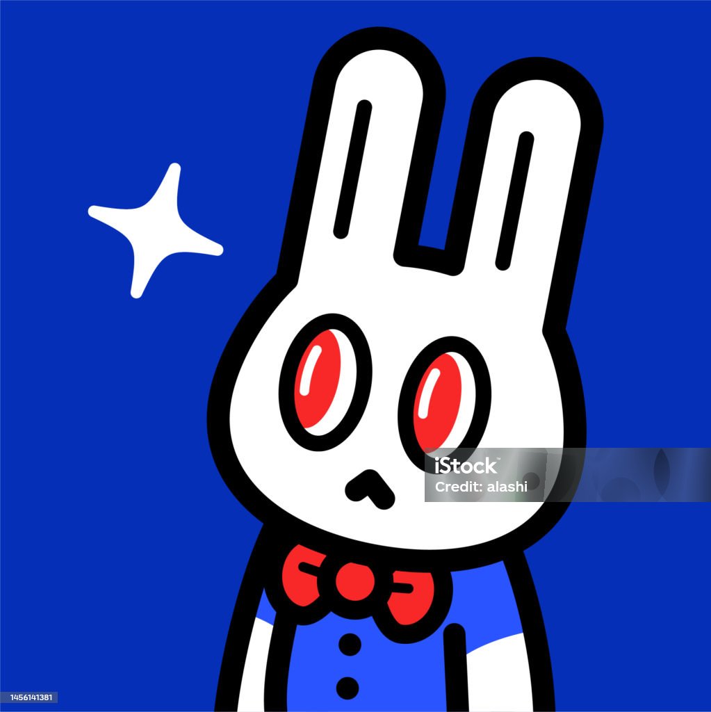 Một Chú Thỏ Dễ Thương Đeo Nơ Đỏ Nhìn Lên Sth Hình minh họa Sẵn có ...