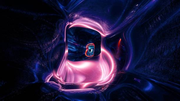 istock Futuristic background with purple lights 1456141416