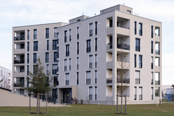 istock white and grey apartment house called 