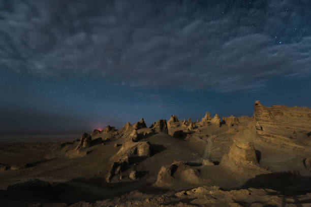 istock Scenic view of the rocks under the starry night sky 1456143302