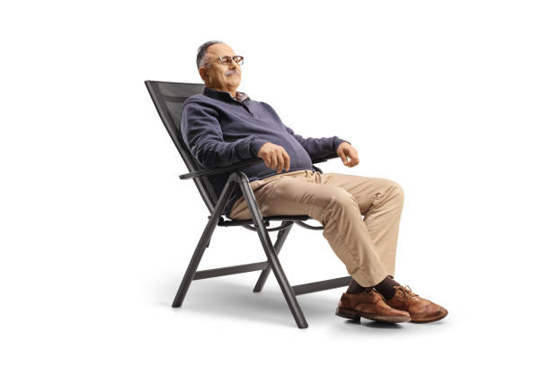 istock Mature man resting seated in a foldable chair 1456143549
