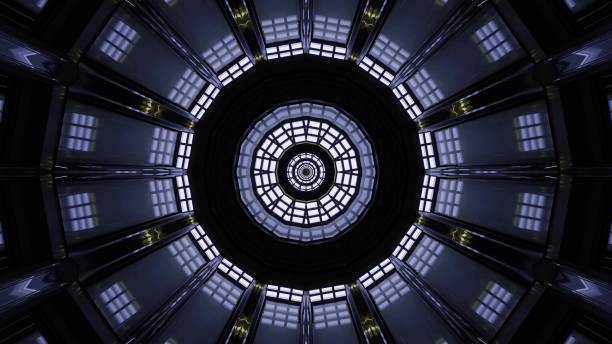istock 3D illustration of round ceiling like mandala pattern in blue 1456144301