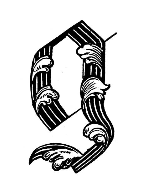 앤티크 빈티지 소문자 g - letterpress gothic style typescript alphabet stock illustrations