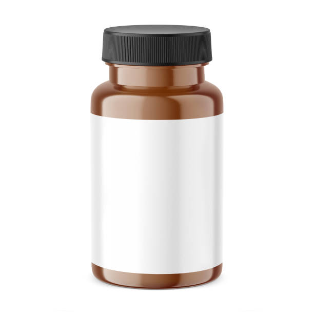 istock Plastic bottle for vitamins or pills. isolated on white background. 3d render 1456148184