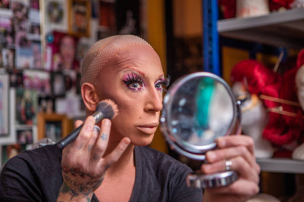 istock Drag Queen applying make-up whilst preparing 1456156278