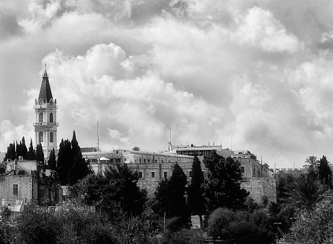 Old buildings and church form the. old city of Jerusalem