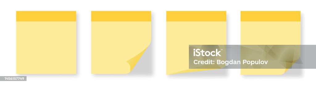 Multiple Edgepostic Notes Set Of Different Sticky Note With Curl Edges 3d Post Note Paper Stock ...