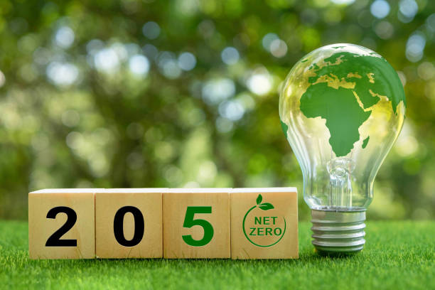 istock Net zero by 2050. Carbon neutral. Net zero greenhouse gas emissions target. Climate neutral long term strategy. No toxic gases. 1456159786