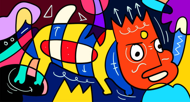 istock Vector colorful abstract doodle hand drawn monster and animal illustration for digital banner design 2023 1456160596