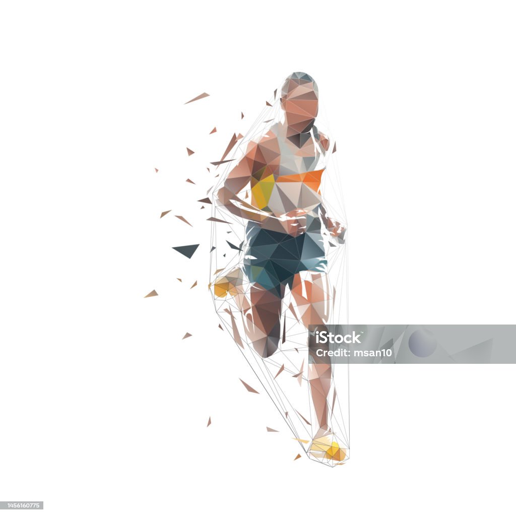 Runner Man Running Man Run Low Polygonal Isolated Vector Silhouette Front View Of ...