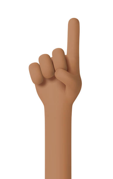 istock Pointing hand gesture. African American hand gesture in 3D cartoon style isolated on white background. Index finger pointing up. Have an idea. Attract attention. Number one. 3d vector illustration 1456163290