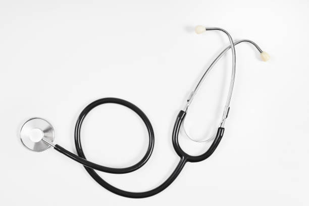 istock Top view of Phonendoscope or stethoscope on white background 1456164522