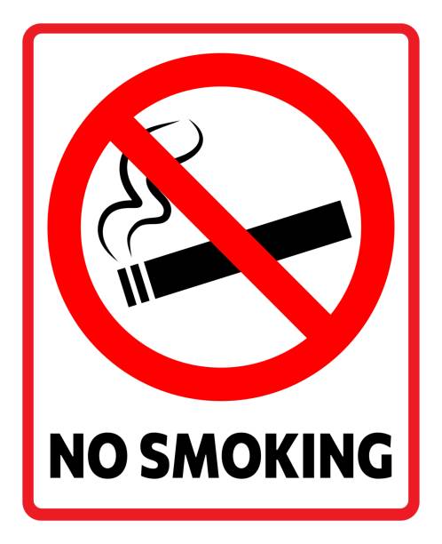 Sing No smoking with text. Stop cigarette symbol. Vector vector art illustration