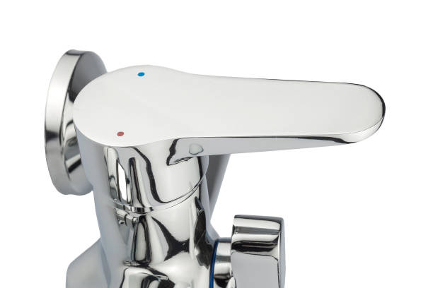 istock Bathroom mixer tap from above 1456168789