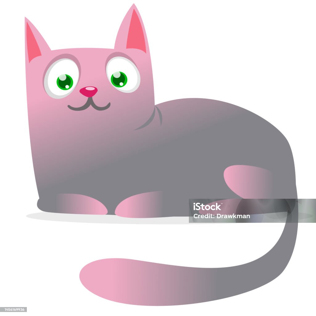 Kartun Kucing Lucu Ilustrasi Kucing Bergaris Gemuk Vektor Terisolasi