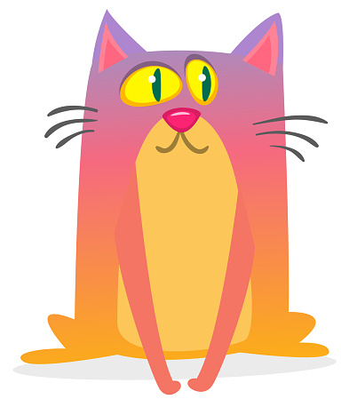 Kartun Kucing Lucu Ilustrasi Kucing Bergaris Gemuk Vektor Terisolasi