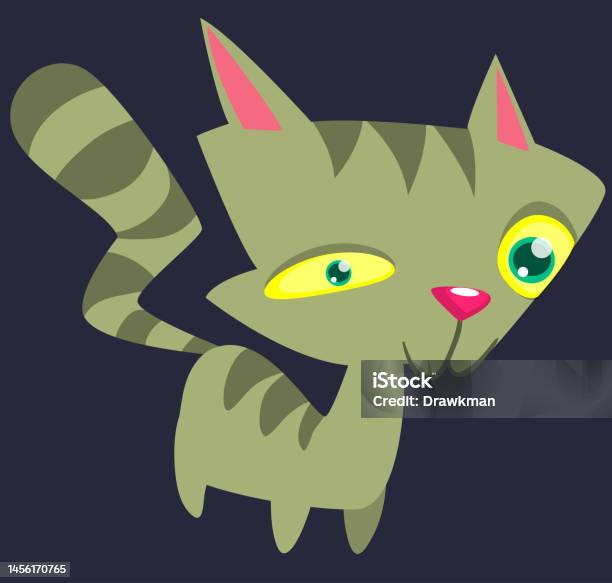 Kartun Kucing Lucu Ilustrasi Kucing Bergaris Gemuk Vektor Terisolasi