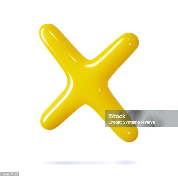 3d Cross As Close Cartoon Button Vector Render Exit Error Delete Or ...