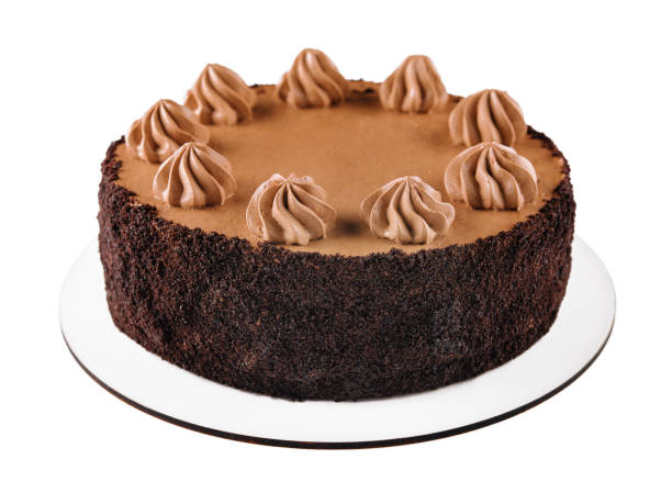 istock Cream chocolate cake isolated on white 1456171329