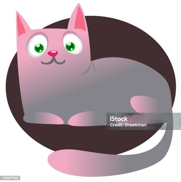 Kartun Kucing Lucu Ilustrasi Kucing Bergaris Gemuk Vektor Terisolasi