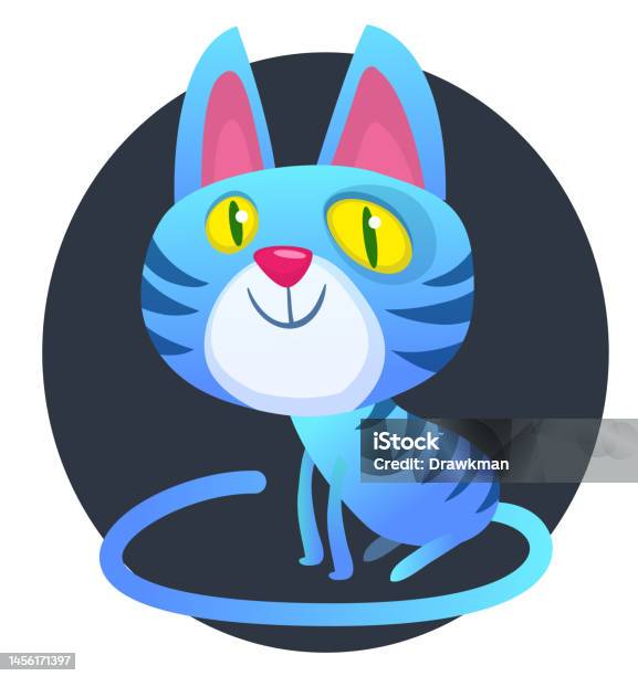 Kartun Kucing Lucu Ilustrasi Kucing Bergaris Gemuk Vektor Terisolasi