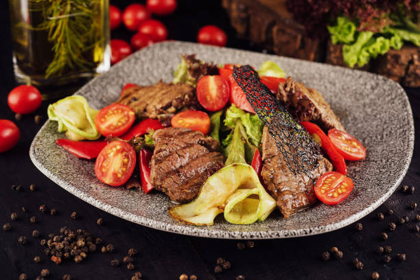 istock Warm beef salad served in plate 1456171407