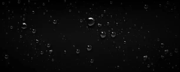 Vector illustration of Black background with clear water drops