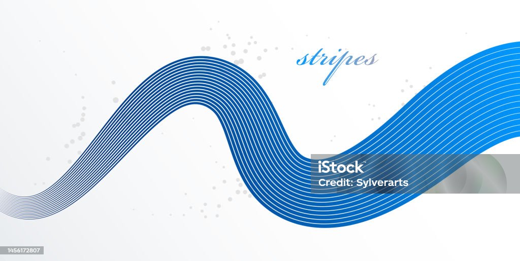 Abstract Elegant Blue Curvy Thin Lines Vector Abstract Background