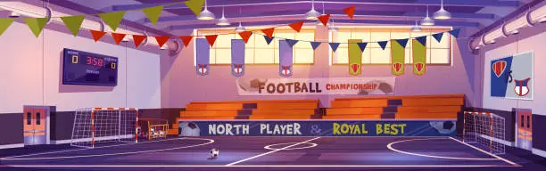 Vector illustration of School court interior for soccer or football game