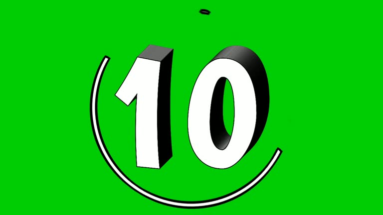 Number 10 ten cartoon animation on rotating circle border green screen