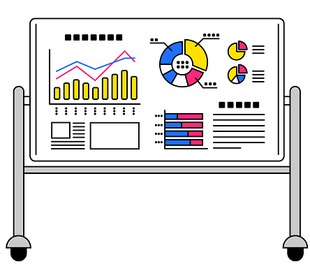 Materials for business. Briefing. marketing materials. flat design. Business analysis, market research, data analysis. Whiteboard.