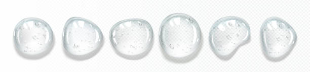 illustrazioni stock, clip art, cartoni animati e icone di tendenza di gocce di siero trasparenti con bolle d'aria - water glass isolated condensation
